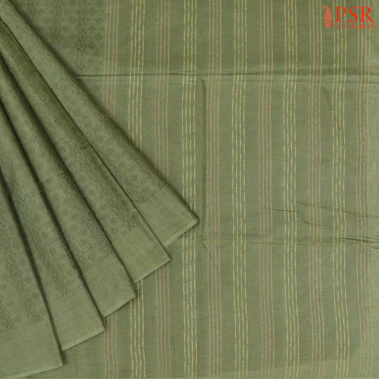 Asparagus Green Semi Tussar Saree