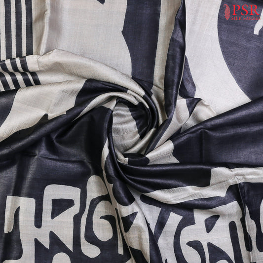 Dark & Light Grey Kadhi Tussar Silk Saree