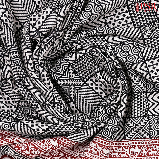 Black Mul Printed Cotton Saree