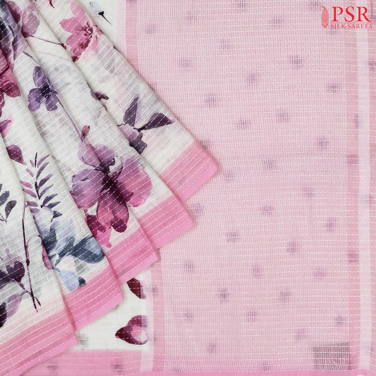 Off White Linen Saree