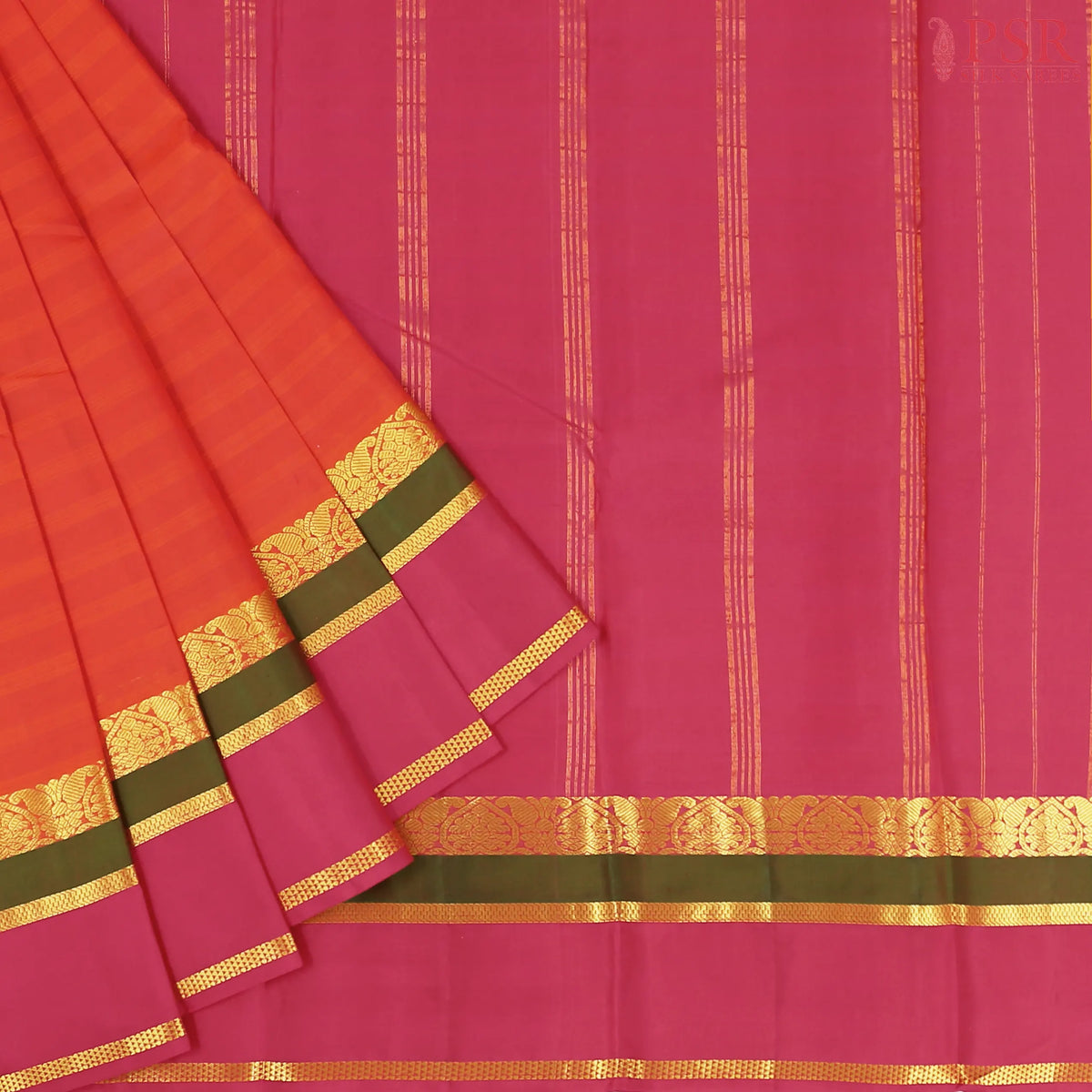 Dark Orange Arani Silk Saree