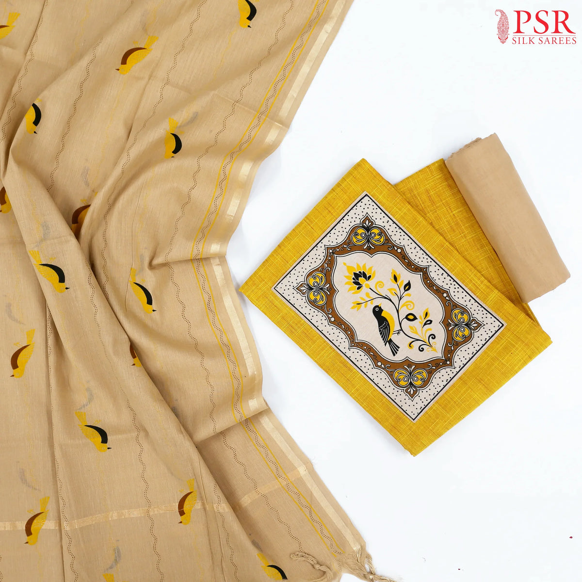 Spectra Yellow Chirala Cotton Dress Material