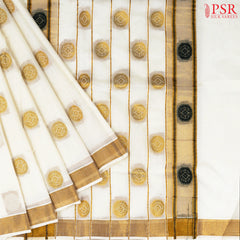Cream White Kerala Cotton Saree