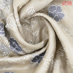 Parchment Beige Organza Embroidery Saree