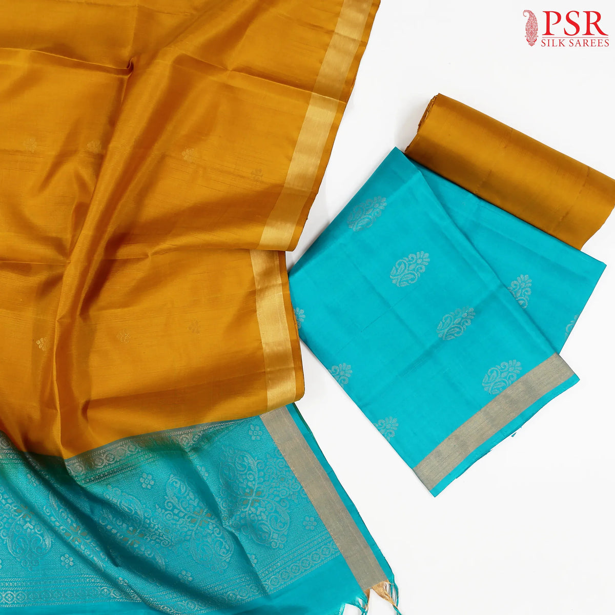 Peacock Turquoise Silk Dress Material