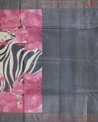 Beige & Charcoal Grey Kadhi Tussar Silk Saree