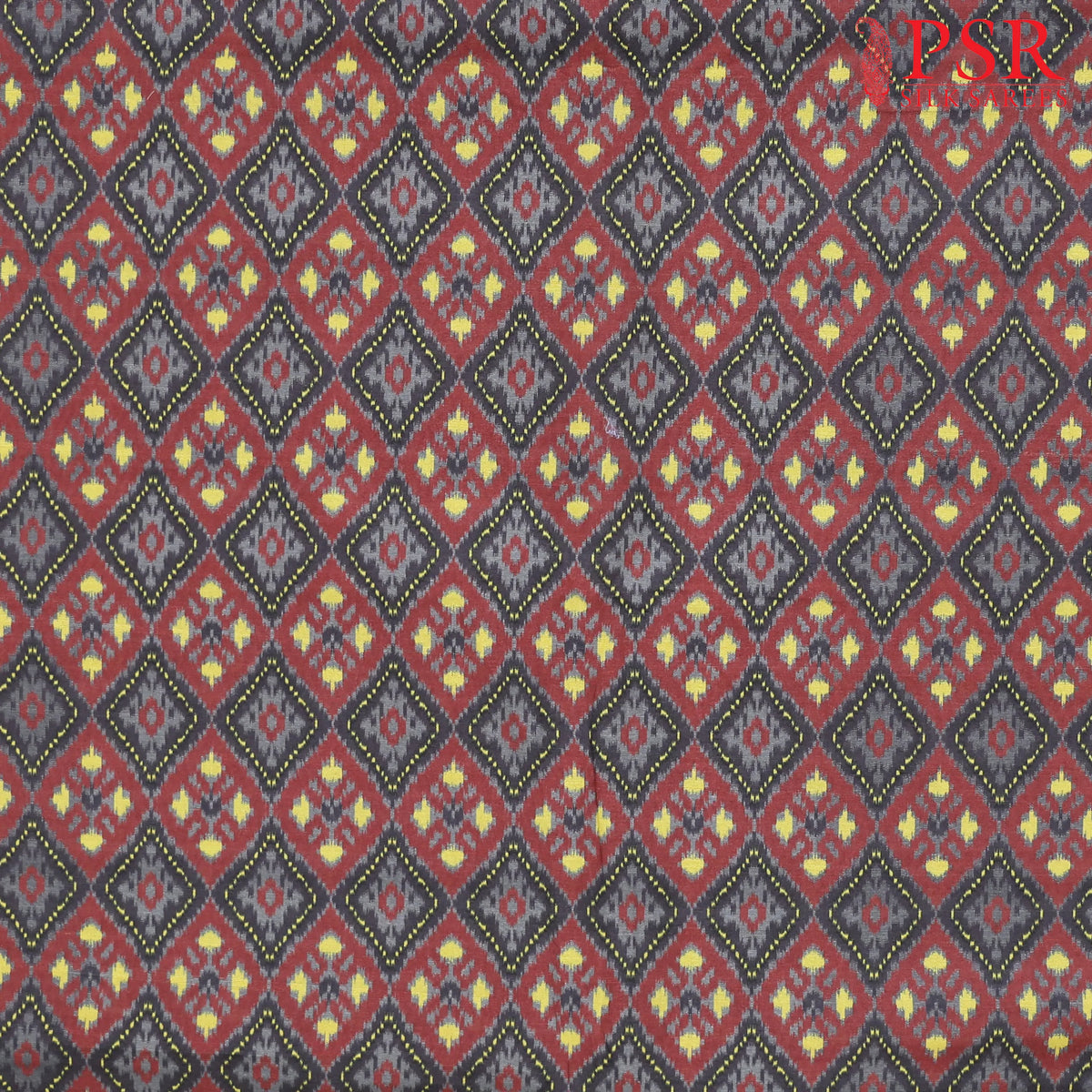Grey & Auburn Semi Tassar Ikkat Print Running Material