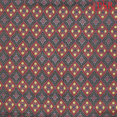 Grey & Auburn Semi Tassar Ikkat Print Running Material