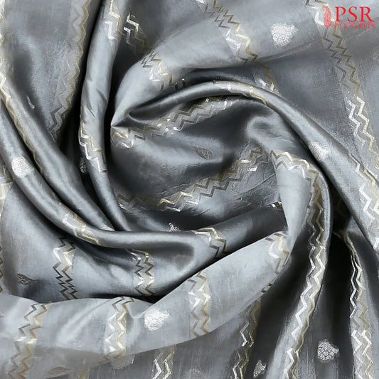 Grey Chiniya Silk Saree