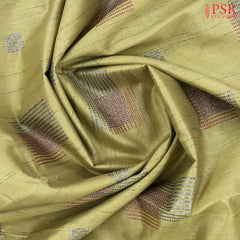 Olive Yellow Semi Tussar Embroidery Saree