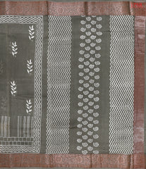 Dark Fossil Grey Chanderi Silk Cotton Saree