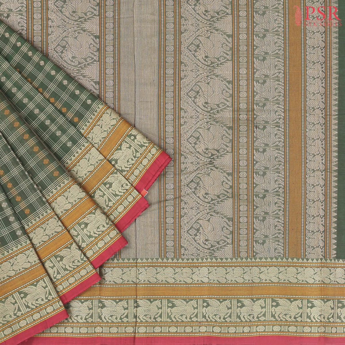 Fern Green Kalakshetra Kovai Cotton Saree