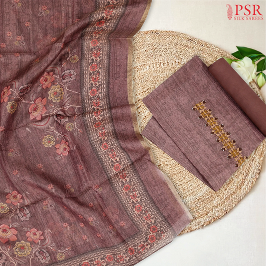 Dark Mauve Tissue Dress Material