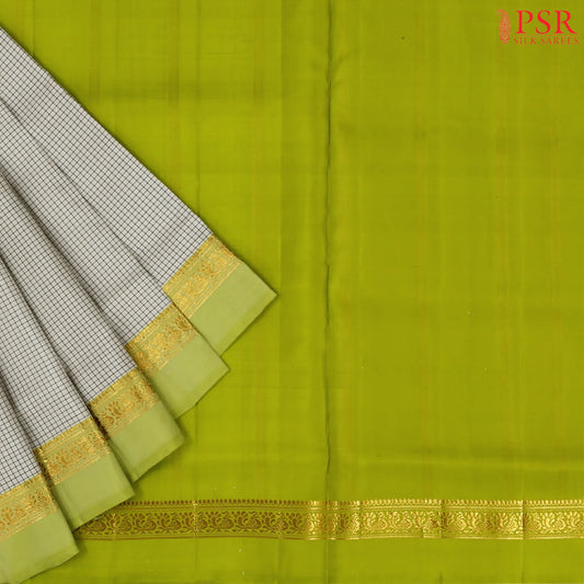 Pearl Grey Arani Silk Saree