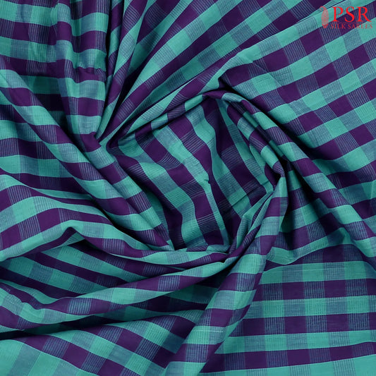 Turquoise Blue & Violet Mangalagiri Cotton Saree