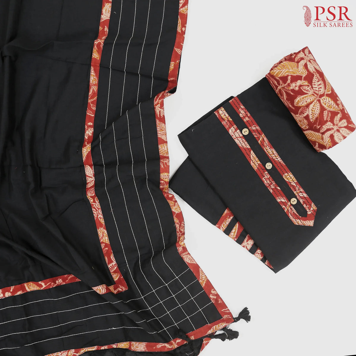 Black Cotton Dress Material