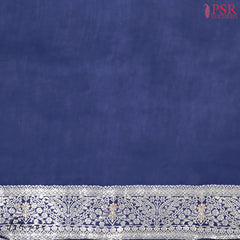 Dark Blue Banarasi Habutai Satin Saree