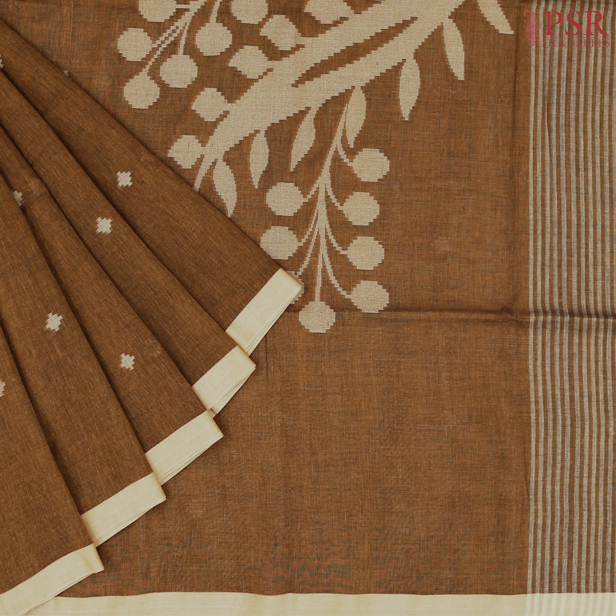 Russet Brown Byloom Cotton Saree
