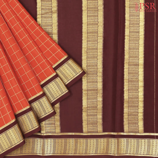 Burnt Orange Mysore Silk Saree