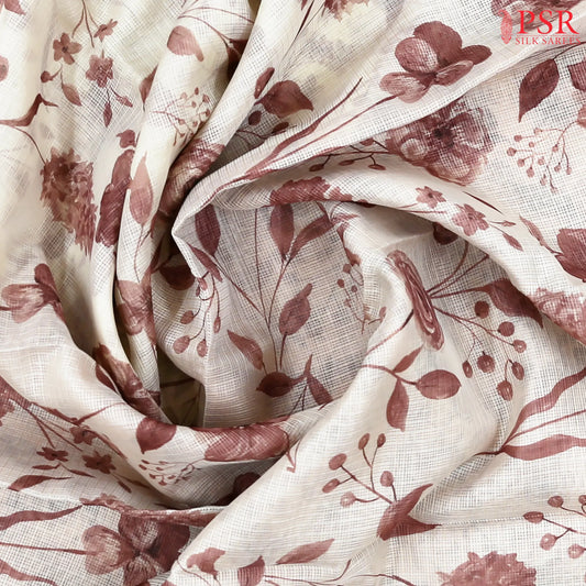 Floral Beige Kota Saree