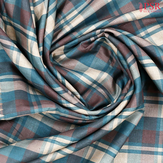 Grey & Teal Semi Tussar Saree