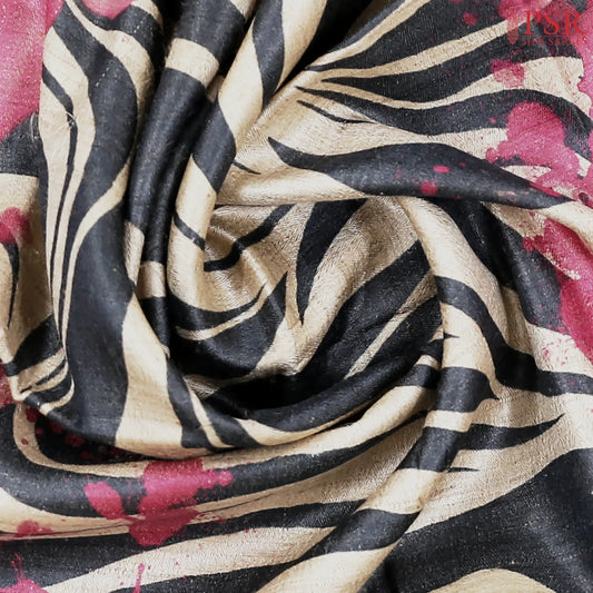 Beige & Charcoal Grey Kadhi Tussar Silk Saree