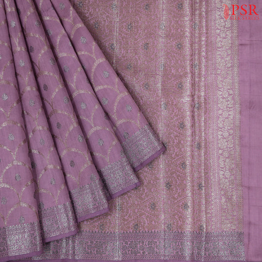 Lilac Chiniya Silk Saree