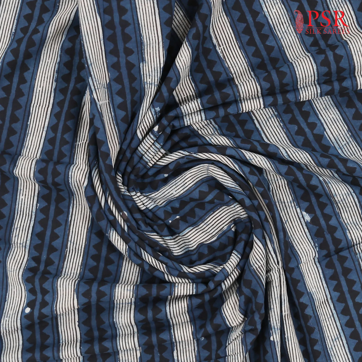 Dark Blue Ajrakh Print Running Material