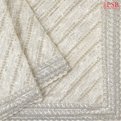 Pearl Beige Organza Laser Embroidery Saree