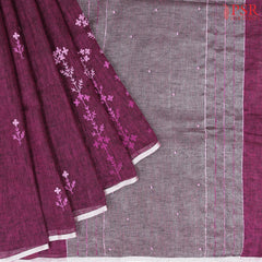 Sangria Purple Pure Linen Saree