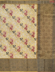 Flax Yellow Bamboo Silk Sarees