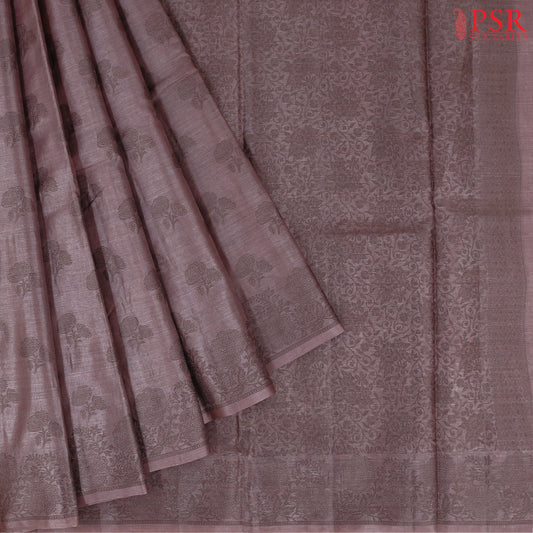 Deep Mauve Banaras Tussar Silk Saree