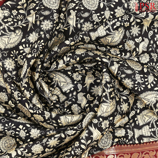 Black Assam Saree