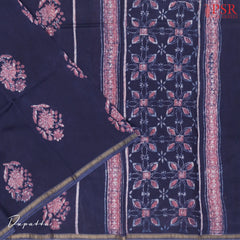 Indigo Blue Chanderi Silk Cotton Dress Material