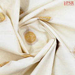 Cream White Kerala Cotton Saree