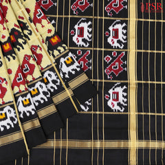 Pomelo Olive Pochampally Silk Ikat Saree