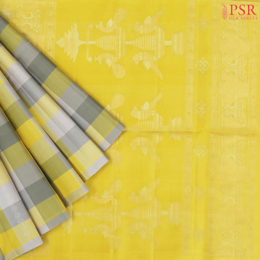 Grey & Yellow Soft Silk Saree