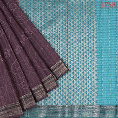 Dark Mauve Purple Semi Dupion Saree