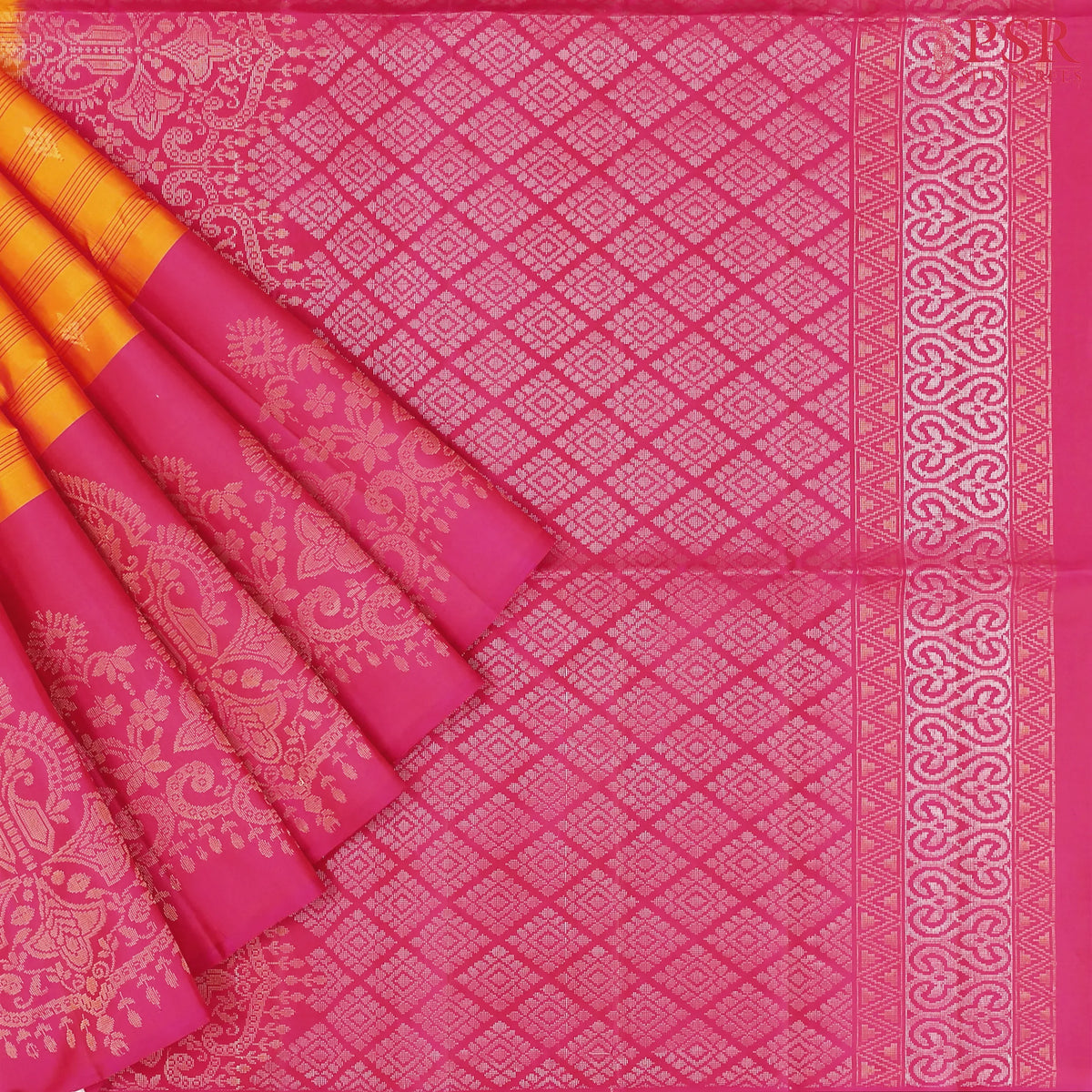 Crossandra Orange Soft Silk Mix Saree