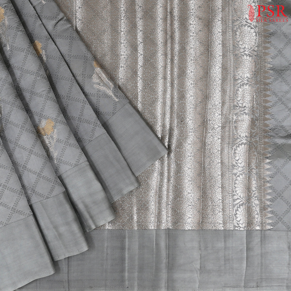 Grey Chiniya Silk Saree