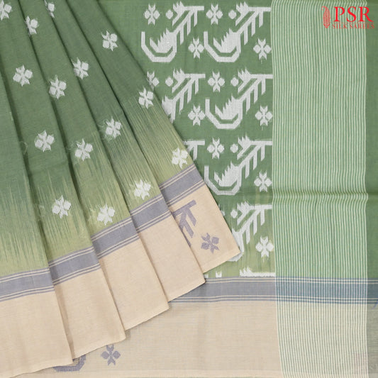 Sage Green Byloom Cotton Saree