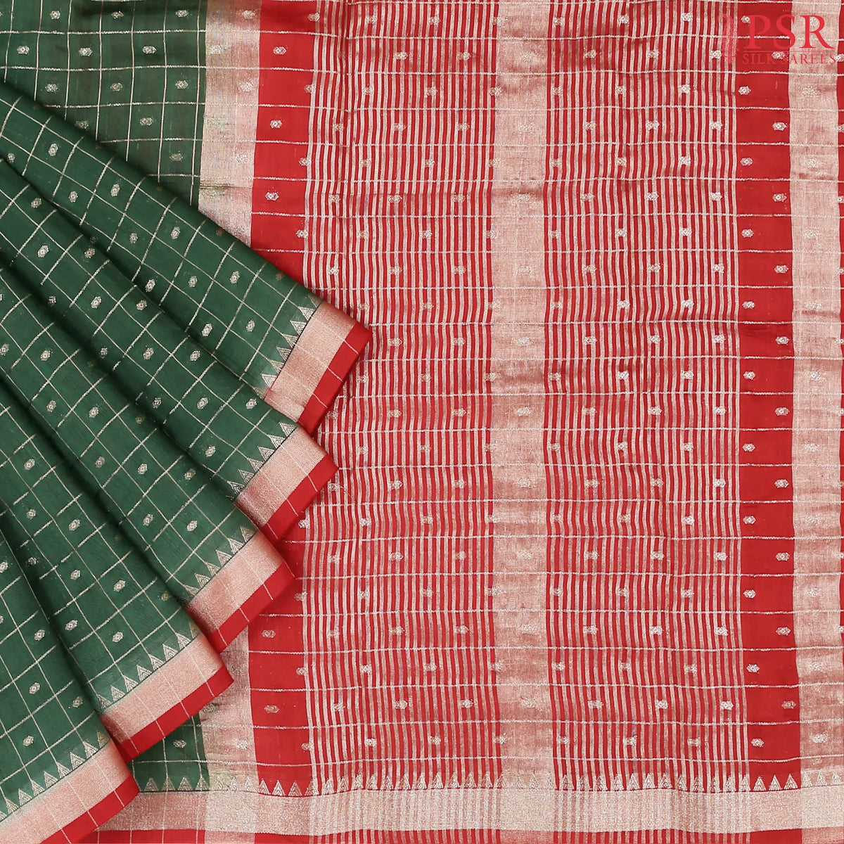 Dark Green Assam Saree