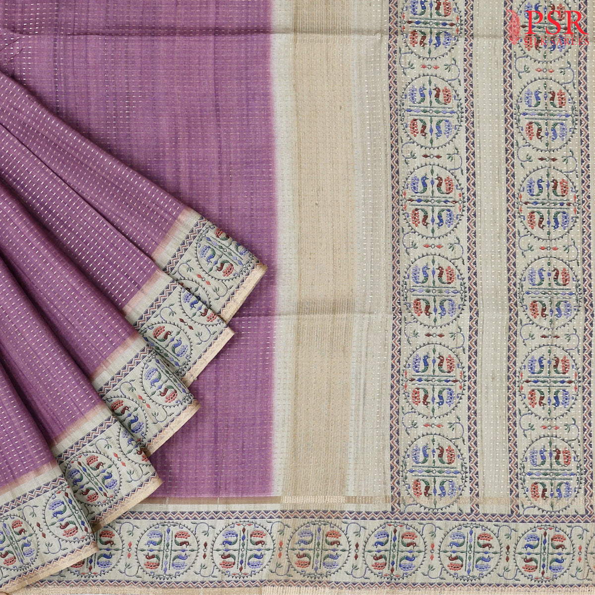 Plum Purple Semi Tussar Saree