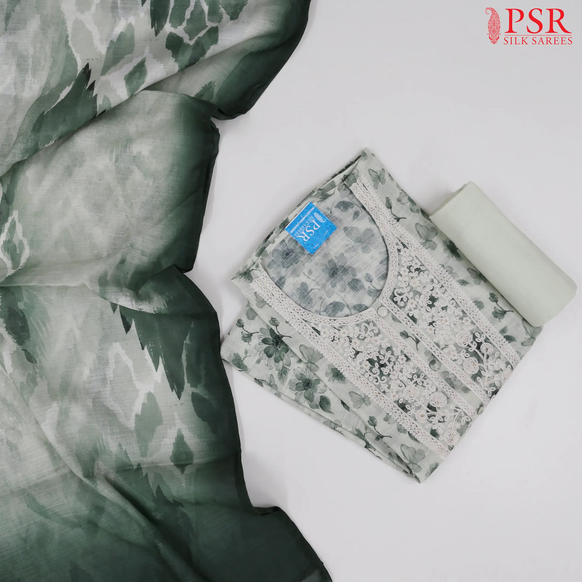 Light Green Cotton Dress Material