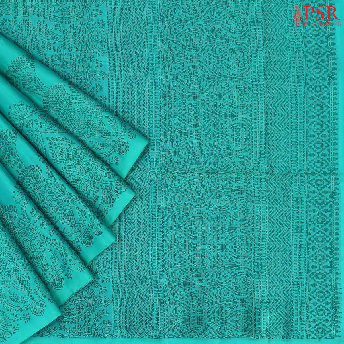 Dark Turquoise Soft Silk Saree