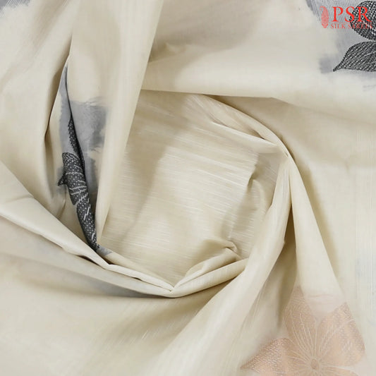 Floral White Kovai Cotton Saree