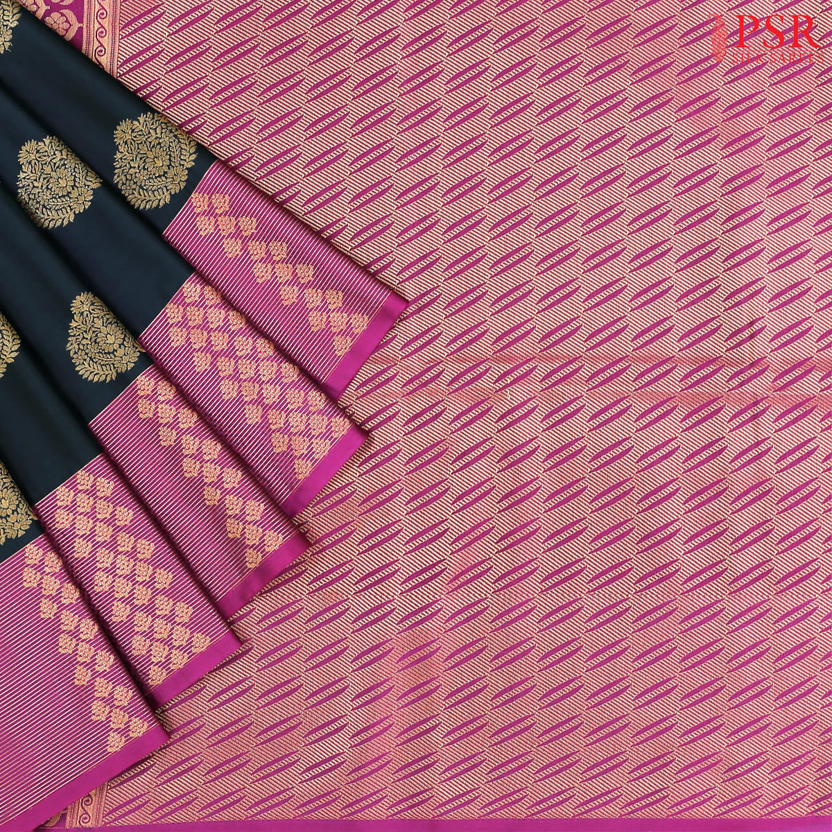 Coal Black Soft Art Silk Saree