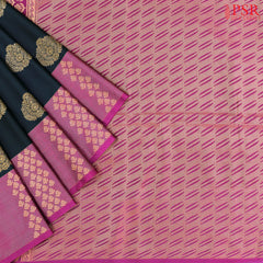 Coal Black Soft Art Silk Saree