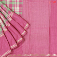 Green & Pink Semi Tussar Saree