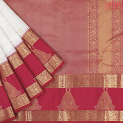 Floral White Fancy Kanchipuram Silk Saree